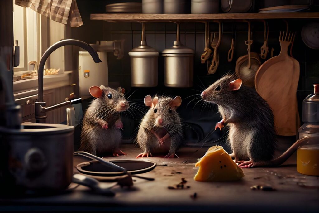 mice in a kitchen