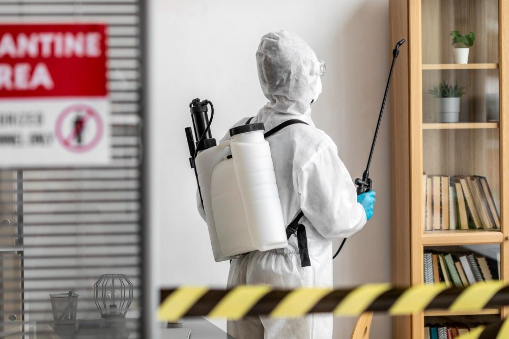 person spraying for pests